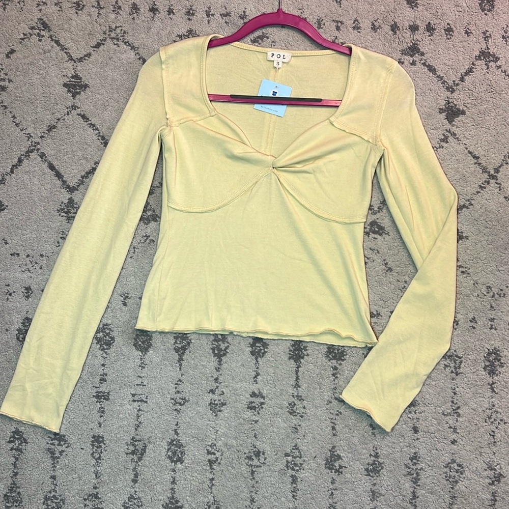 POL Pale Yellow Long Sleeve Top